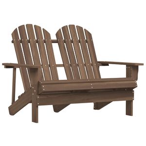 vidaXL Cadeira de jardim Adirondack 2 lugares abeto maci&ccedil;o castanho
