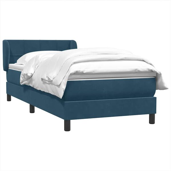 vidaXL Cama com molas/colch&atilde;o 80x220 cm veludo azul-escuro