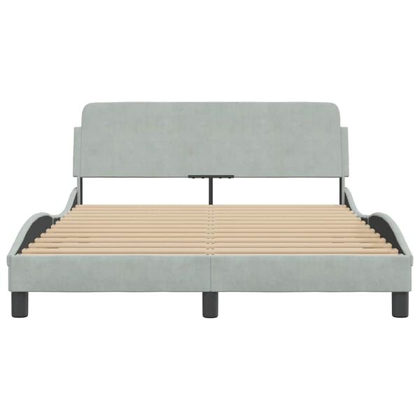 vidaXL Estrutura de cama Dover 140x190 cm veludo cinzento-claro