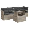 vidaXL 5 pcs conj. sof&aacute;s jardim c/ almofad&otilde;es vime PE cinzento-claro