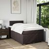 vidaXL Cama boxspring com colch&atilde;o 120x190 cm tecido castanho-escuro