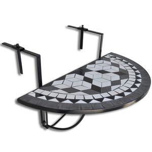 vidaXL Mesa de varanda suspensa mosaico preto e branco