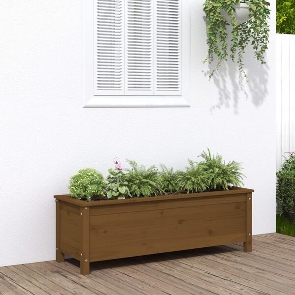 vidaXL Canteiro elevado jardim 119,5x40x39cm pinho maci&ccedil;o castanho-mel