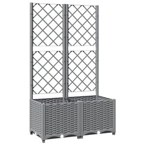 vidaXL Vaso/floreira jardim c/ treli&ccedil;a 80x40x136 cm PP cinza-claro