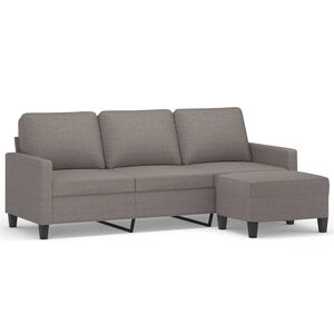 vidaXL Sof&aacute; 3 lugares com apoio de p&eacute;s 180 cm tecido cinza-acastanhado