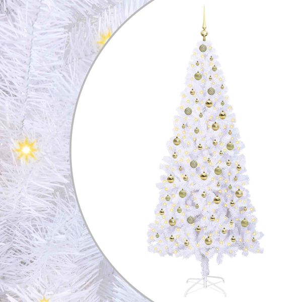 vidaXL &Aacute;rvore de Natal Artificial com 300 LEDs Branco 210 cm PVC e A&ccedil;o