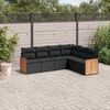 vidaXL 6 pcs conjunto sof&aacute;s de jardim c/ almofad&otilde;es vime PE preto