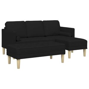 vidaXL Conjunto de Sof&aacute;s 2 unid. Preto Poli&eacute;ster