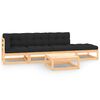 vidaXL 5 pcs conjunto lounge de jardim c/ almofad&otilde;es pinho maci&ccedil;o