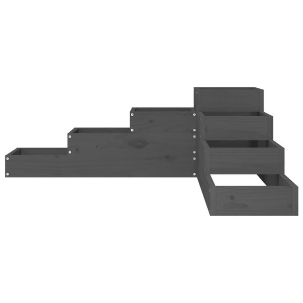 vidaXL Floreira com 4 n&iacute;veis 106x104,5x36 cm pinho maci&ccedil;o cinza