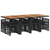 vidaXL 13 pcs conjunto de jantar p/jardim com almofad&otilde;es vime PE preto