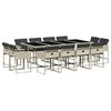 vidaXL 13 pcs conj. jantar jardim c/ almofad&otilde;es vime PE cinzento-claro