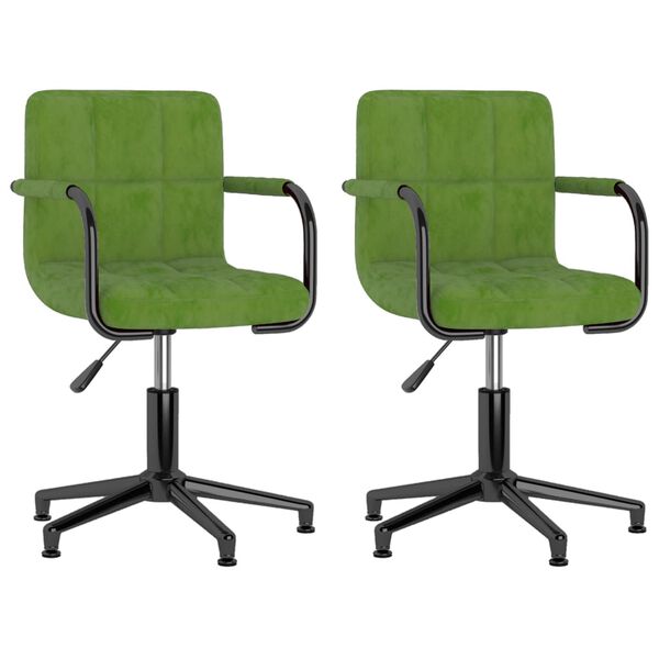 vidaXL Cadeiras de jantar girat&oacute;rias 2 pcs veludo verde-claro