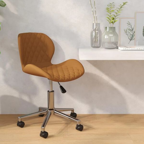 vidaXL Cadeira de jantar girat&oacute;ria veludo castanho