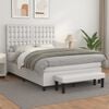 vidaXL Cama com molas/colchão 140x190 cm couro artificial branco