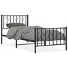 vidaXL Estrutura de cama com cabeceira e p&eacute;s 90x190 cm metal preto