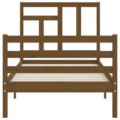 vidaXL Estrutura cama cabeceira 90x200 cm madeira maciça castanho-mel