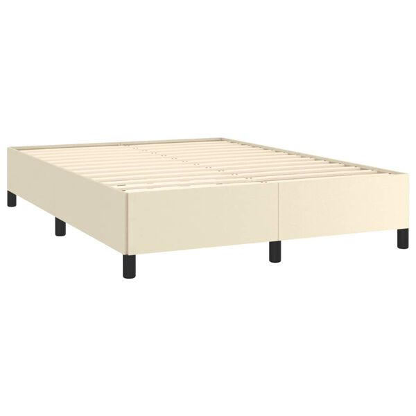 vidaXL Estrutura de cama 140x200 cm couro artificial cor creme