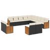 vidaXL 13 pcs conjunto de sof&aacute;s de jardim com almofad&otilde;es vime PE preto