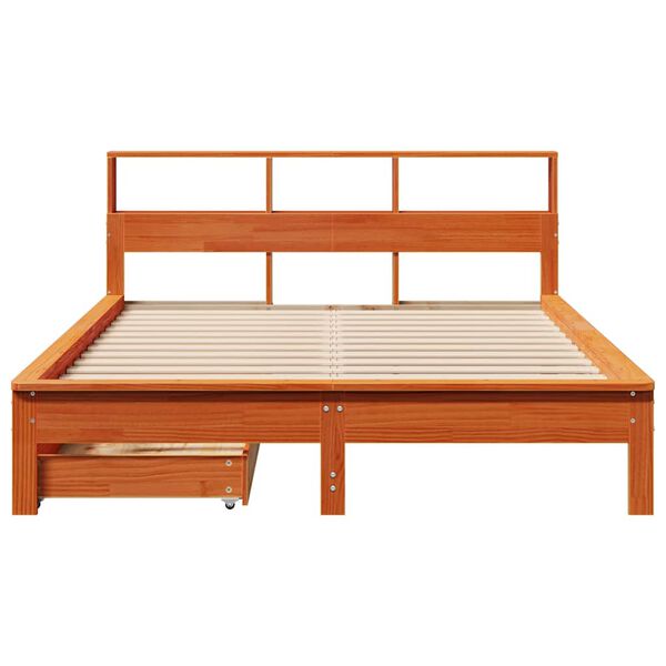 vidaXL Cama com estante sem colch&atilde;o 150x200 cm pinho maci&ccedil;o