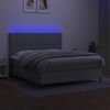 vidaXL Cama box spring c/ colch&atilde;o e LED 160x200 cm tecido cinza-claro