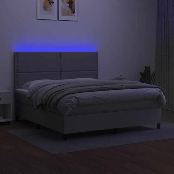 vidaXL Cama box spring c/ colch&atilde;o e LED 160x200 cm tecido cinza-claro