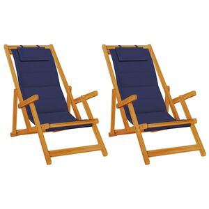 vidaXL Cadeira de Praia 2 pcs Castanho Madeira S&oacute;lida de Ac&aacute;cia