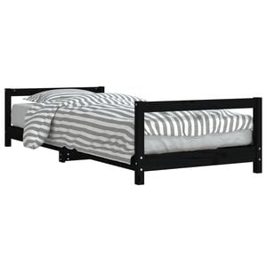 vidaXL Estrutura de cama infantil 90x200 cm pinho maci&ccedil;o preto