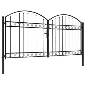 vidaXL Port&atilde;o de cerca ASSEN Porta dupla com topo arqueado em a&ccedil;o 300x125 cm
