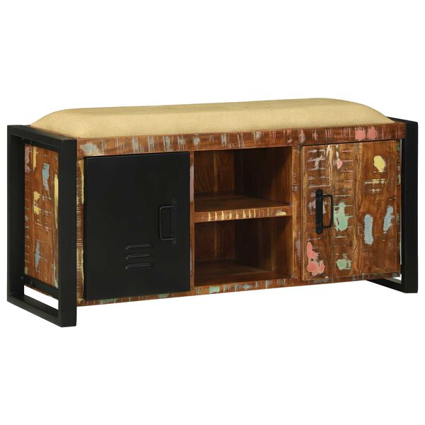 vidaXL Armário Banco Multicolor Madeira recuperada maciça