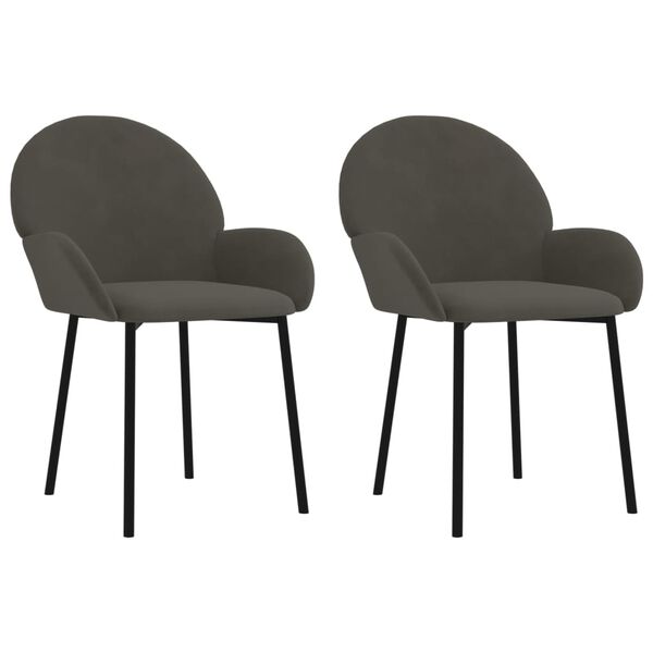 vidaXL Cadeiras de jantar 2 pcs veludo cinzento-escuro