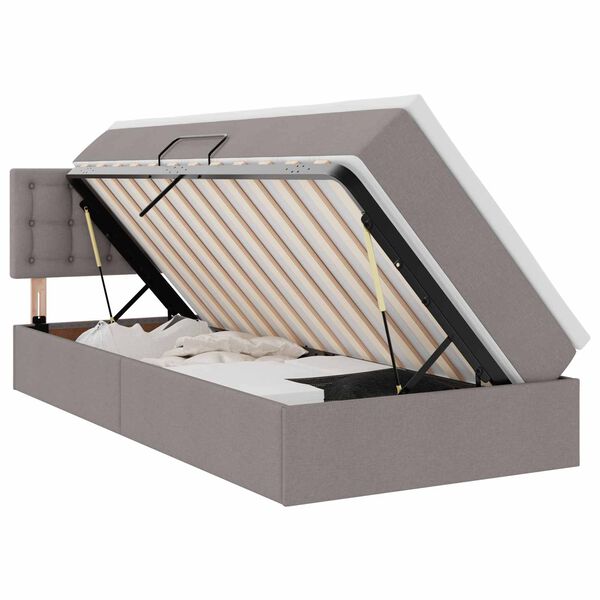 vidaXL Cama com arruma&ccedil;&atilde;o e LED Cinzento-acastanhado 90 x 190 cm