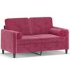 vidaXL Sof&aacute; 2 lug. + almofadas decorativas 120cm veludo vermelho tinto