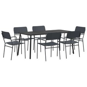 vidaXL Conjunto de sala de jantar 7 unid. Antracite A&ccedil;o