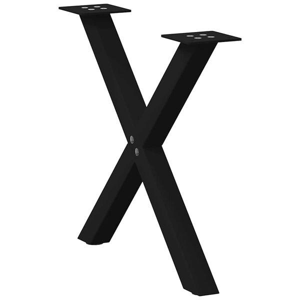 vidaXL P&eacute;s para mesa de centro em formato de X, 2 pe&ccedil;as, preto, 50x(42-43) cm, a&ccedil;o