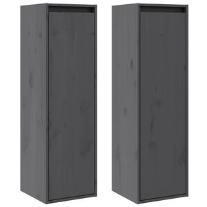 vidaXL Arm&aacute;rios de parede 2 pcs 30x30x100 cm pinho maci&ccedil;o cinza