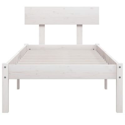 vidaXL Estrutura cama pequena solteiro UK 75x190cm pinho maciço branco