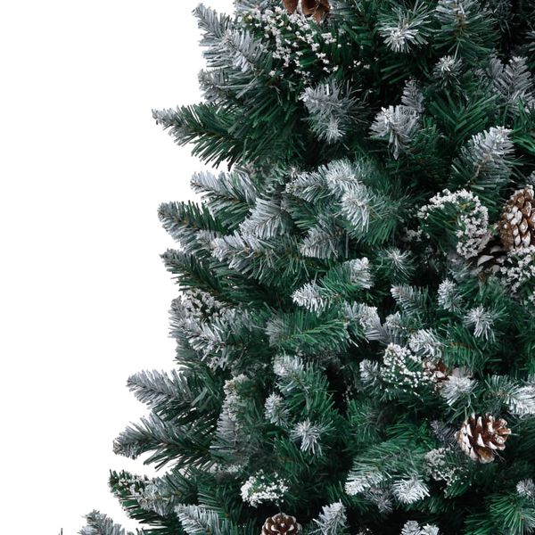 vidaXL Árvore de Natal artificial com pinhas e neve branca 210 cm
