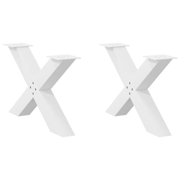 vidaXL P&eacute;s para mesa de centro em formato de X, 2 pe&ccedil;as, branco, 70x (42-43) cm, a&ccedil;o