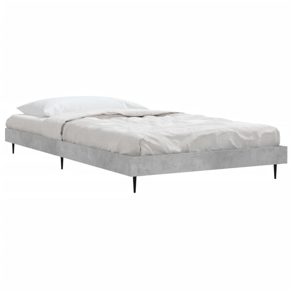 vidaXL Estrutura de cama 90x190 cm derivados de madeira cinza cimento