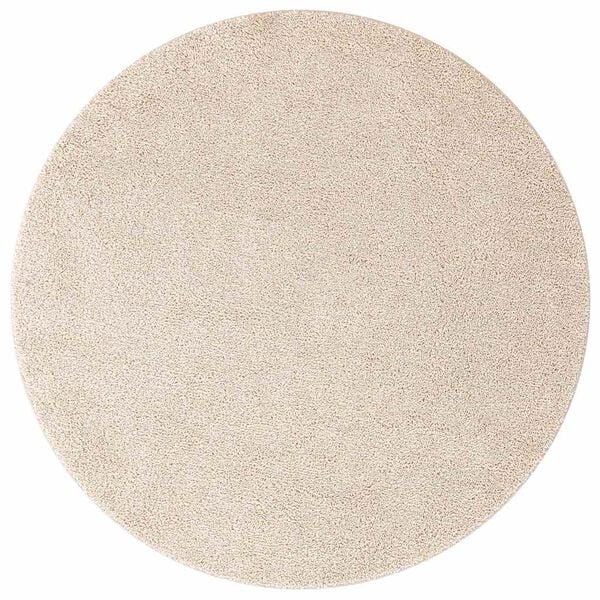 vidaXL Tapete Shaggy Antiderrapante Creme 120 x 120 cm PP