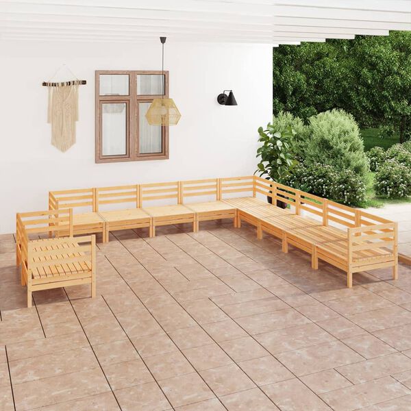 vidaXL 11 pcs conjunto lounge de jardim pinho maci&ccedil;o