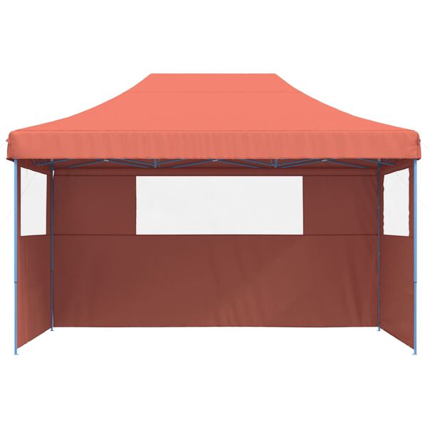 vidaXL Tenda p/ festas pop-up dobrável 3 paredes laterais terracotta
