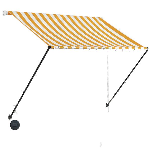 vidaXL Toldo retr&aacute;til com LED 150x150 cm amarelo e branco