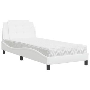 vidaXL Estrutura de cama sem colch&atilde;o Zadar 90x190 cm couro artificial branco