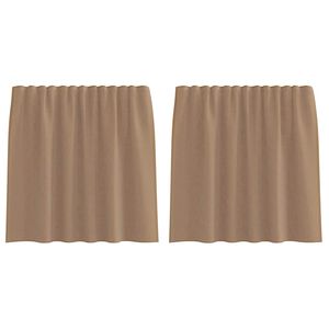 vidaXL Cortinas de voile com bolsos para var&atilde;o 2 pcs castanho-claro