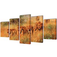 Políptico com impressão leões 100x50 cm