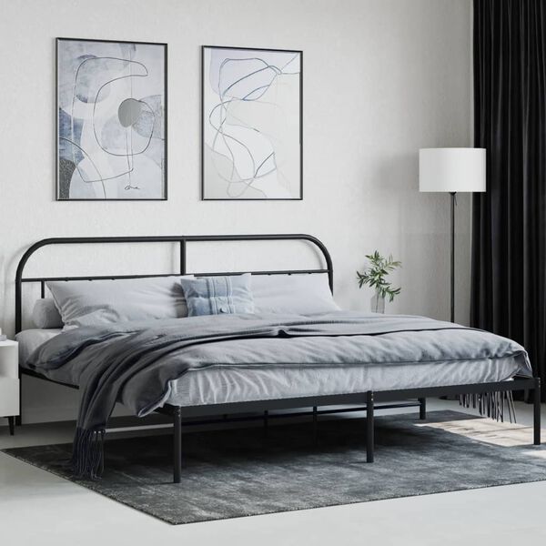 vidaXL Estrutura de cama com cabeceira 200x200 cm metal preto