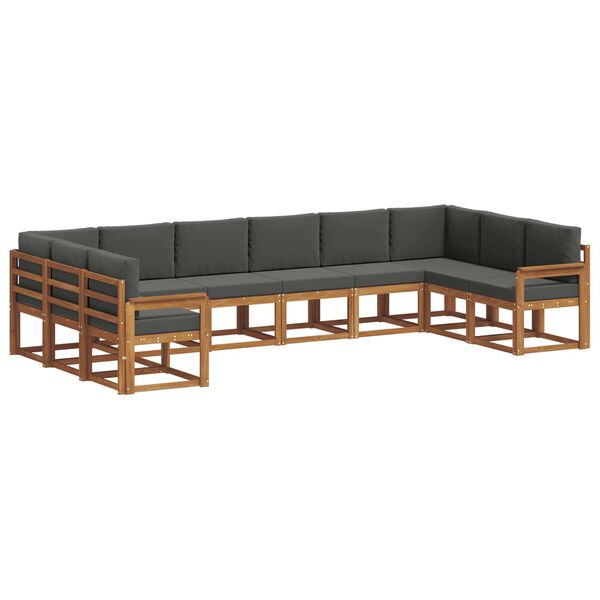 vidaXL Conjunto de Sof&aacute;s para Exterior 10 pcs Natural e Antracite