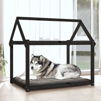 vidaXL Cama para cães 111x80x100 cm madeira de pinho preto
